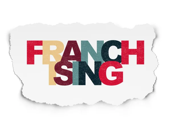 Conceito de financiamento: Franchising on Torn Paper background — Fotografia de Stock