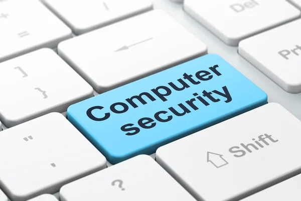 Концепция безопасности: Компьютерная безопасность на фоне клавиатуры компьютера — стоковое фото