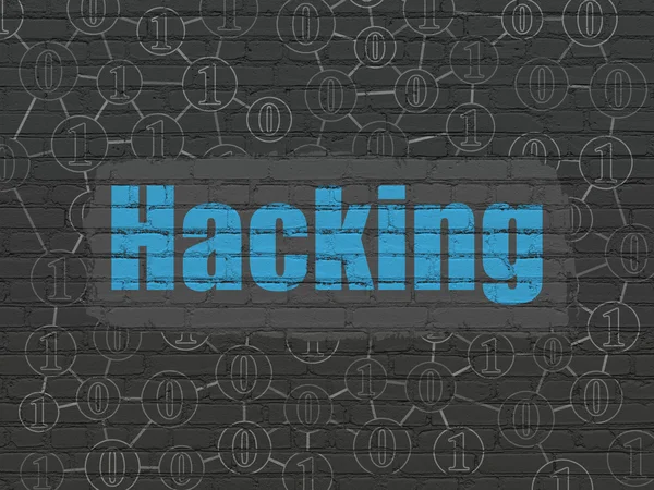 Concepto de seguridad: Hacking sobre fondo de pared — Foto de Stock