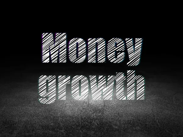 Banking concept: Money Growth in grunge dark room — Stock Photo, Image