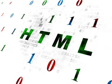 Veritabanı kavramı: Html dijital arka plan üzerinde
