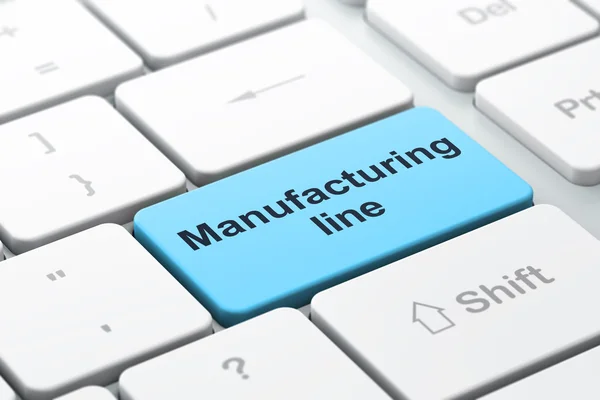 Manufacuring concept: productie lijn op computer toetsenbord achtergrond — Stockfoto