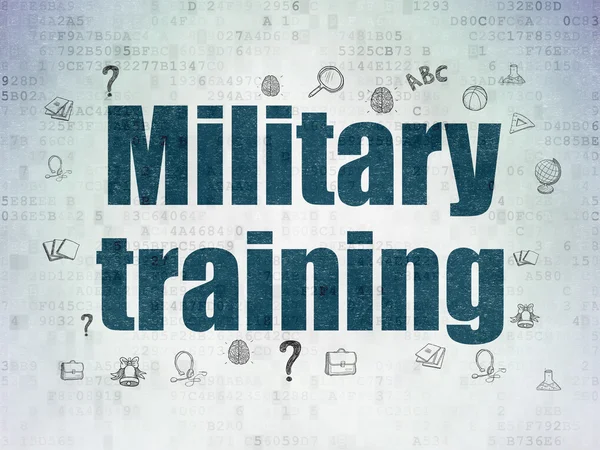 Studying concept: Military Training on Digital Data Paper background — Stock Photo, Image