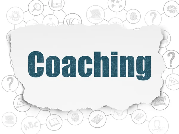 Studying concept: Coaching on Torn Paper background — Stock Photo, Image