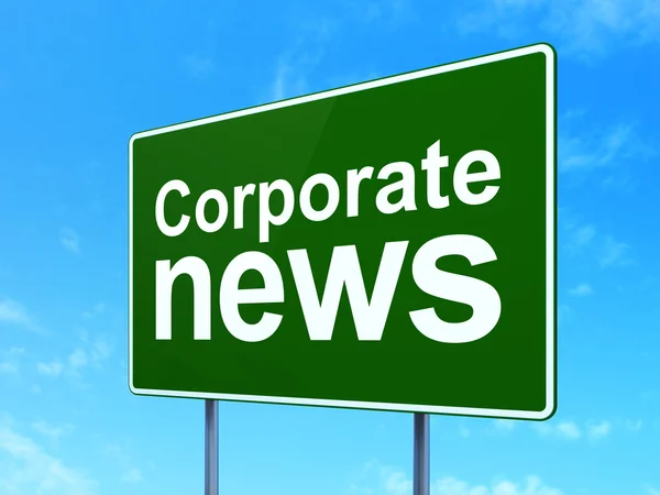 Nieuws begrip: corporate nieuws op weg teken achtergrond — Stockfoto