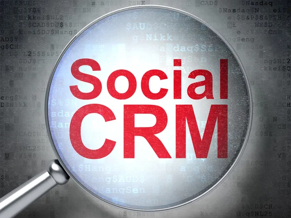 Concetto di marketing: CRM sociale con vetro ottico — Foto Stock