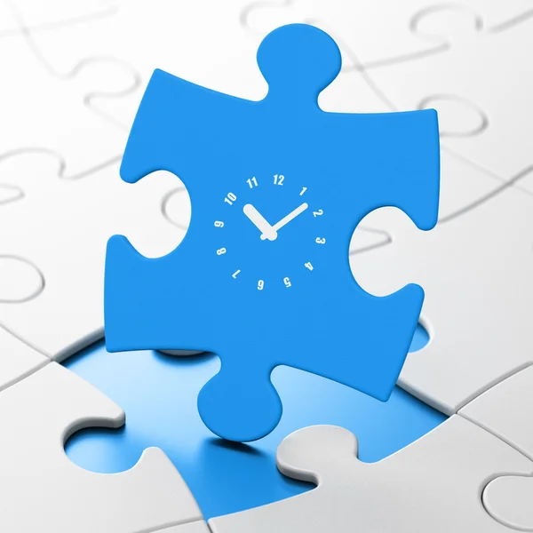 Timeline concept: Clock on puzzle background — Stock Photo, Image