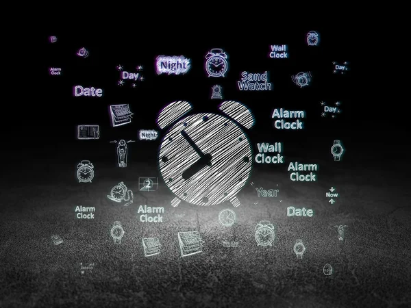 Concept de temps : Réveil dans une pièce sombre grunge — Photo