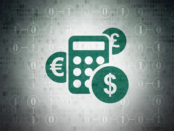 Finanční koncept: Kalkulačka na digitální Data papírové pozadí — Stock fotografie