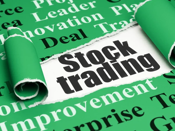 Koncepcja biznesowa: czarny tekst Trading Stock pod kawałkiem rozdarty papieru — Zdjęcie stockowe