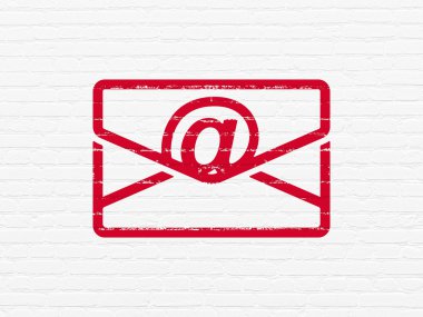 iş kavramı: duvar arka plan üzerinde e-posta