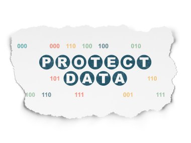 Gizlilik kavramı: yırtık kağıt arka plan üzerinde veri korumak