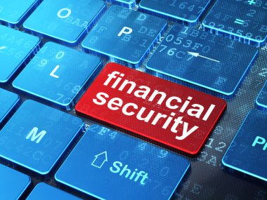 Gizlilik kavramı: Bilgisayar klavyesi arka planında Finansal Güvenlik