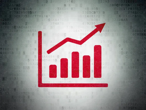 Bedrijfsconcept: groei grafiek op digitale data papier achtergrond — Stockfoto