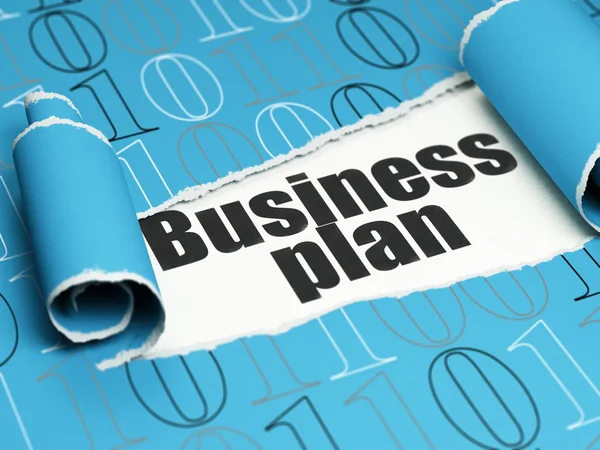 Finance concept: black text Business Plan under the piece of  torn paper — Stock Photo, Image