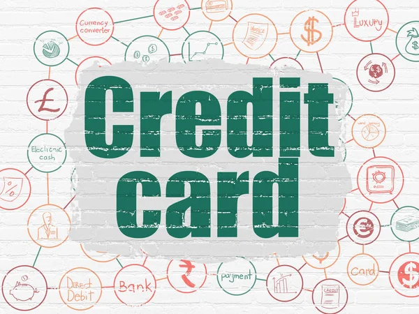 Peníze koncept: kreditní karta na zeď na pozadí — Stock fotografie
