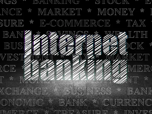 Concepto de moneda: Banca por Internet en sala oscura grunge —  Fotos de Stock