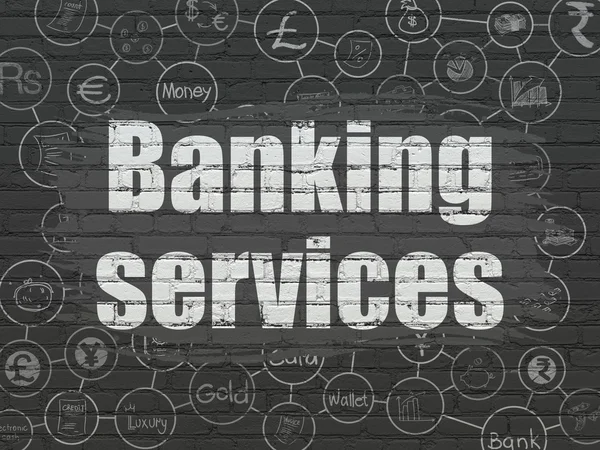 Концепция денег: Банковские услуги на фоне стен — стоковое фото
