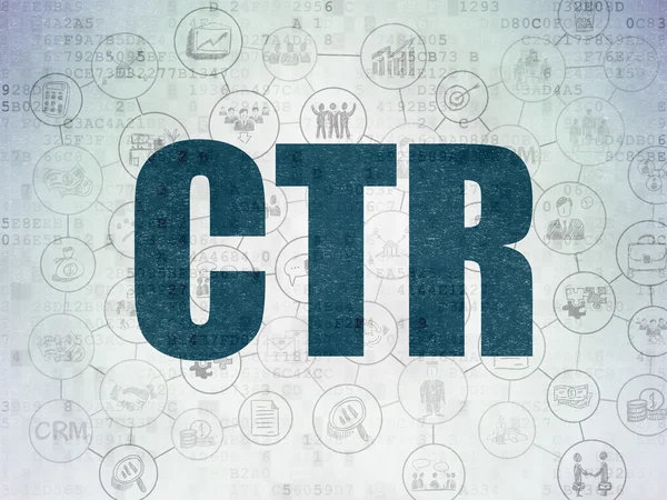 Conceito de negócio: CTR sobre fundo de papel de dados digitais — Fotografia de Stock