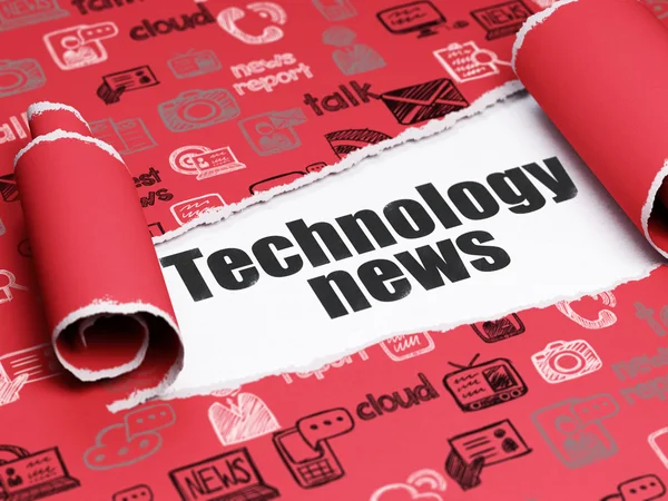 News concept: black text Technology News under the piece of  torn paper — Stock Photo, Image