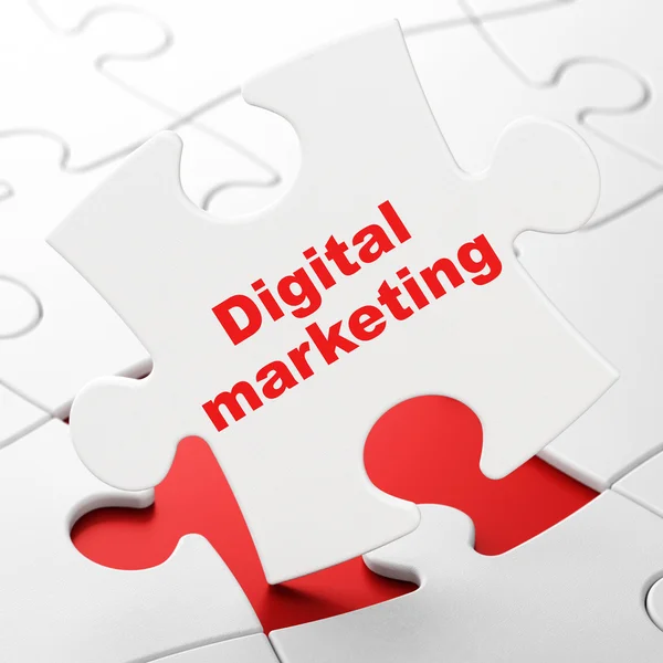 Reclame concept: digitale marketing op puzzel achtergrond — Stockfoto