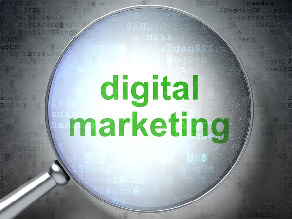 Concepto publicitario: Marketing digital con vidrio óptico — Foto de Stock