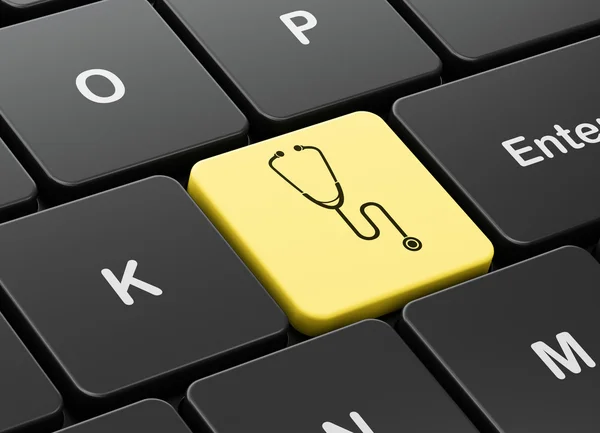 Medicine concept: Stethoscope on computer keyboard background — Stock Photo, Image