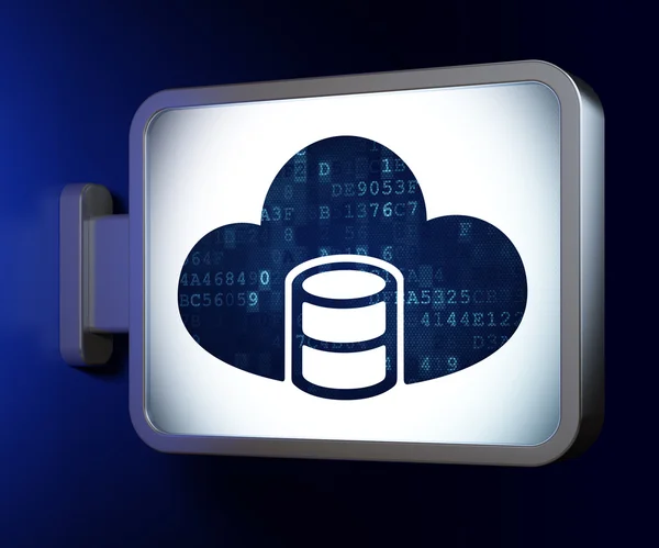 Cloud-Technologie-Konzept: Datenbank mit Wolke auf Plakathintergrund — Stockfoto
