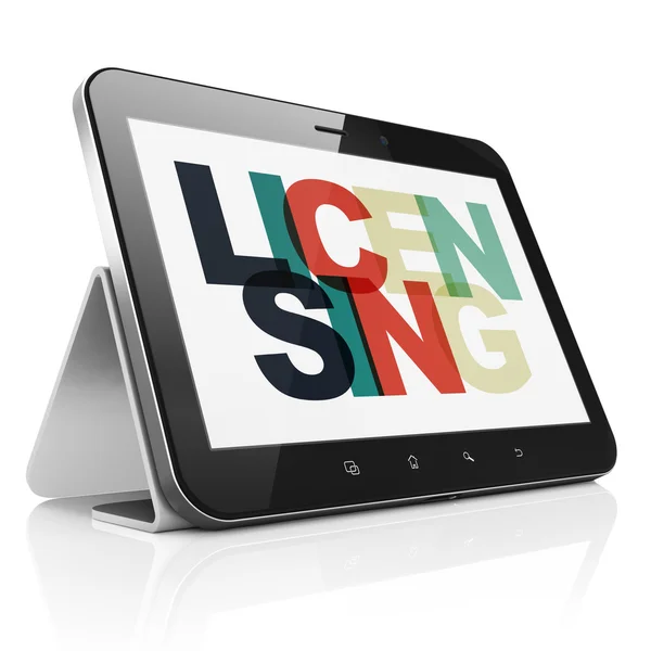 Gesetzeskonzept: Tablet-Computer mit Lizenz auf dem Bildschirm — Stockfoto