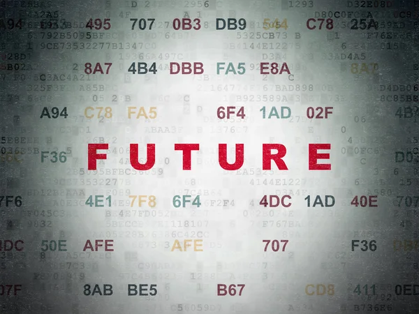 Concepto de tiempo: futuro sobre el fondo del documento de datos digitales — Foto de Stock