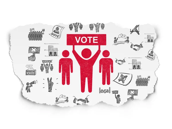 Політична концепція: передвиборна кампанія з рваною на тлі паперу — стокове фото