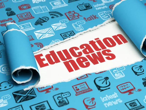 Концепция новостей: красный текст Education News under the piece of torn paper — стоковое фото
