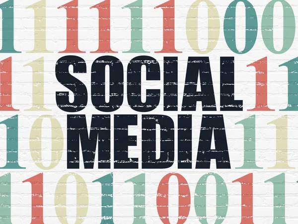 Conceito de rede social: Mídia social no fundo da parede — Fotografia de Stock