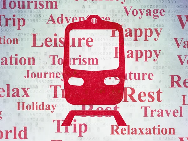 Travel concept: trein op digitale Data-Paper achtergrond — Stockfoto