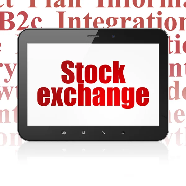 Finance koncept: Tablet PC med börsen på displayen — Stockfoto
