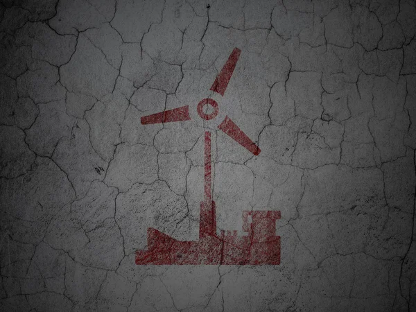 Manufacuring concept: Windmill on grunge wall background — Stockfoto