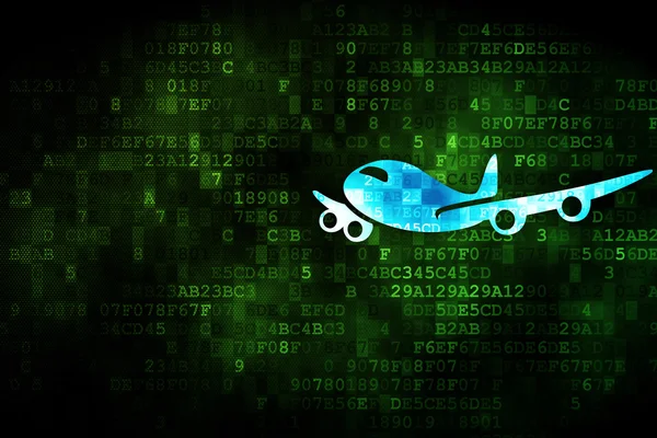 Turism-konceptet: flygplan på Digital bakgrund — Stockfoto