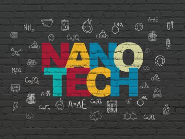 Bilim kavramı: nanoteknoloji duvar arka plan üzerinde