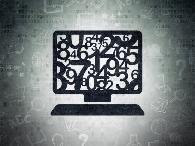 Eğitim kavramı: bilgisayar dijital veri kağıt arka plan üstünde Pc