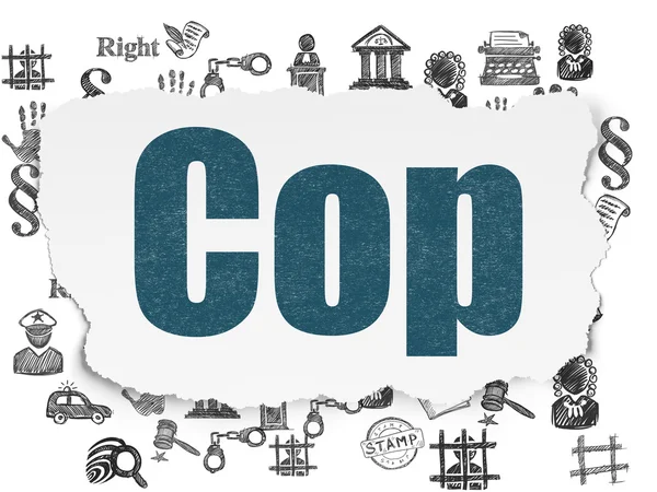 Concepto de ley: Cop on Torn Paper background — Foto de Stock
