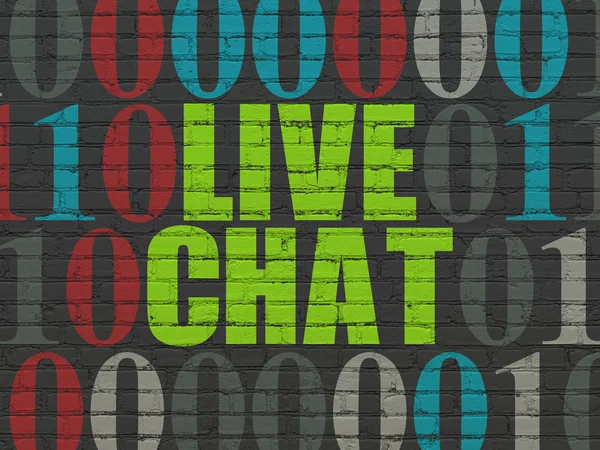 Concept de développement Web : Live Chat sur fond de mur — Photo