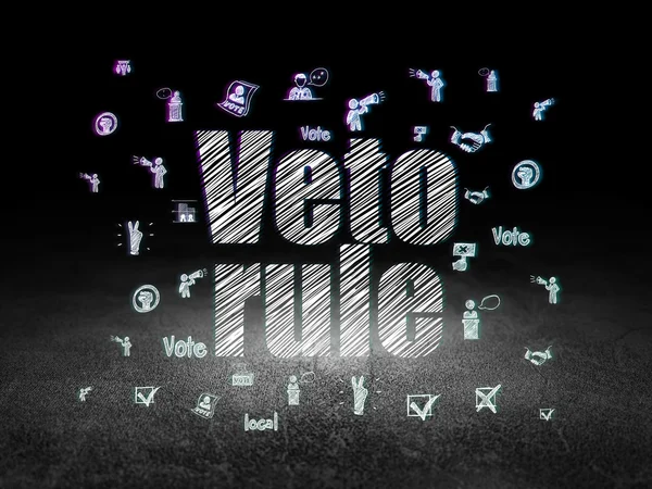 Concetto politico: Veto Rule in grunge dark room — Foto Stock