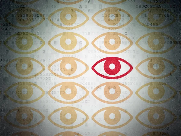 Concepto de protección: icono del ojo en el fondo de Digital Data Paper — Foto de Stock