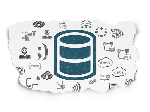 Concepto de programación: Base de datos sobre fondo de papel desgarrado —  Fotos de Stock