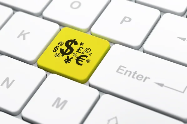 Reclame concept: Financiën symbool op computer toetsenbord achtergrond — Stockfoto