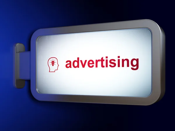 Marketing concept: Advertising and Head With Lightbulb on billboard background — Stock Photo, Image