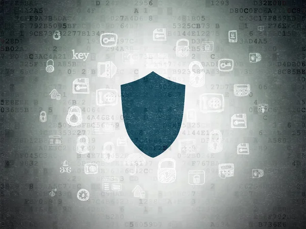 Concetto di sicurezza: scudo sullo sfondo della carta dati digitale — Foto Stock