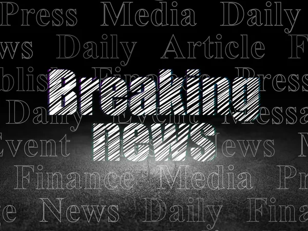 Nyheter koncept: Breaking News i grunge mörkt rum — Stockfoto