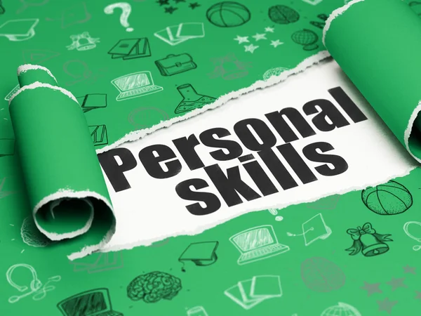 Learning concept: black text Personal Skills under the piece of  torn paper — Stock Photo, Image