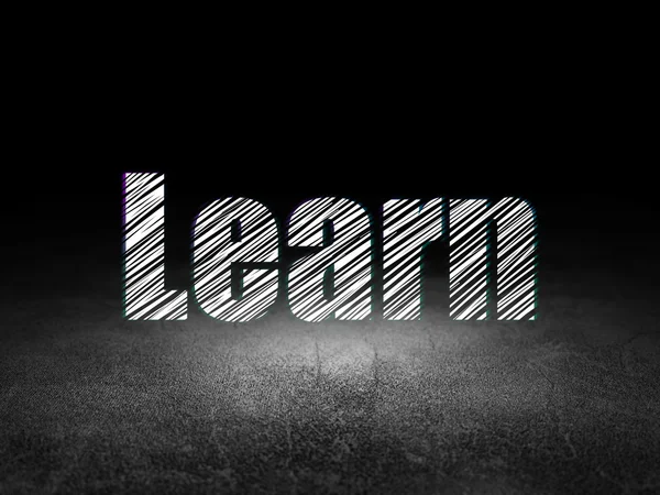 Concepto de aprendizaje: Aprende en sala oscura grunge —  Fotos de Stock